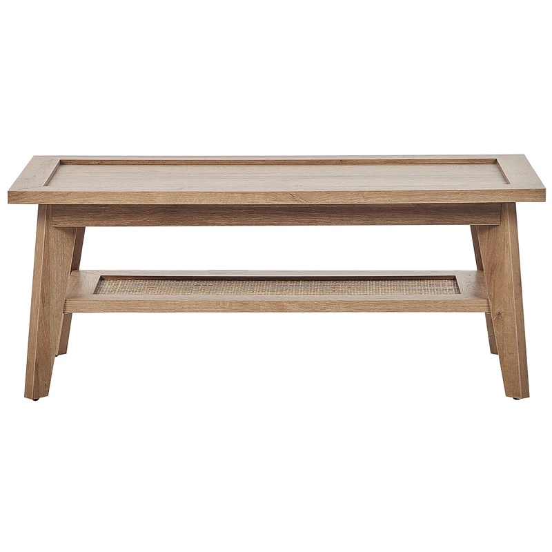 Table Basse Rustique Étagère Bois d'Ingénierie Rotin Bois Clair Simla