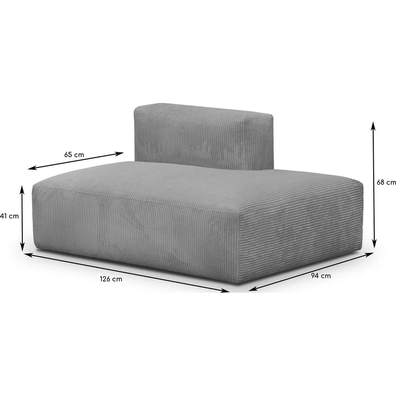 HOMIFAB Module d'angle Ouvert à Droite 2 Places en Velours côtelé Gris Clair - Modulo New