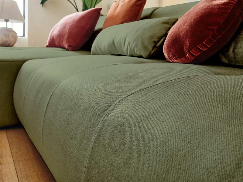 Lisa Design - Onyx - canapé modulable d'angle réversible 4 Places - en Tissu - Vert Sauge