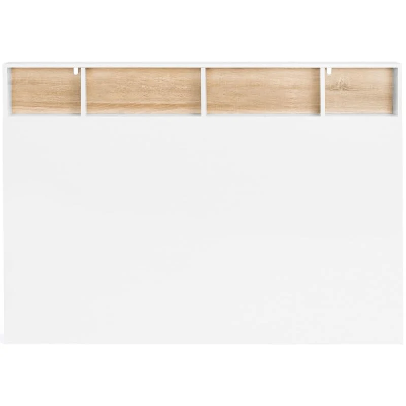 IDMarket - Tête de lit Cleo 165 CM avec rangements Blanc et hêtre