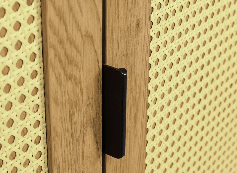Deco In Paris Armoire penderie 2 Portes 1 tiroir en Bois métal et cannage TULLIO 80x56x172