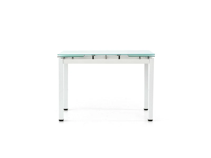 Mar.c.a. Design, Table Extensible, Table Salle à Manger Blanche avec Plateau en Verre, Table à Manger avec Pied de Table Metal - Table a Manger 110x70x76H + 2 Extensions de 30 cm - Made in Italy