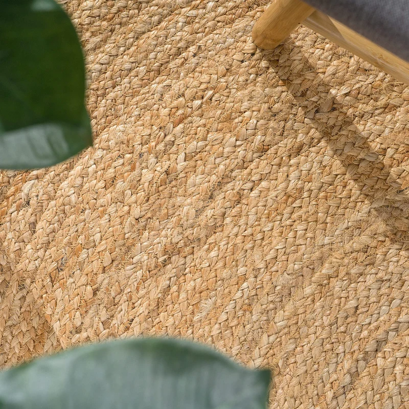 Gifiie Tapis Rond en Jute Naturelle, Tapis de Jute - 100% Écologique pour Votre Salon, Salle à Manger, Chambres et Cuisines fabriqué en Inde. (Nature, 150CM)