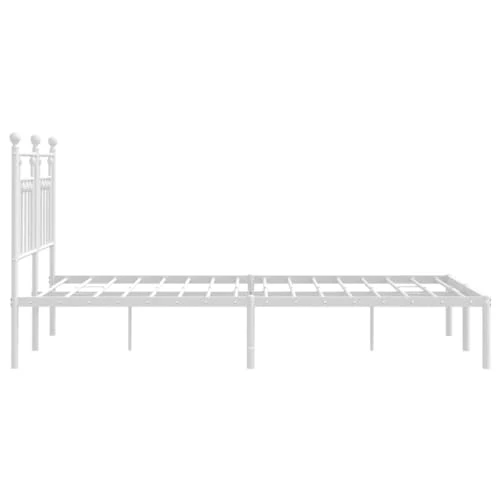 vidaXL Cadre de lit métal avec tête de lit Blanc 140x190 cm