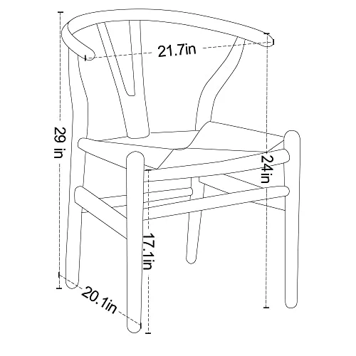 Tomile Lot de 2 chaises de salle à manger en Y en bois massif avec rotin (bois cendré, couleur châtaigne)