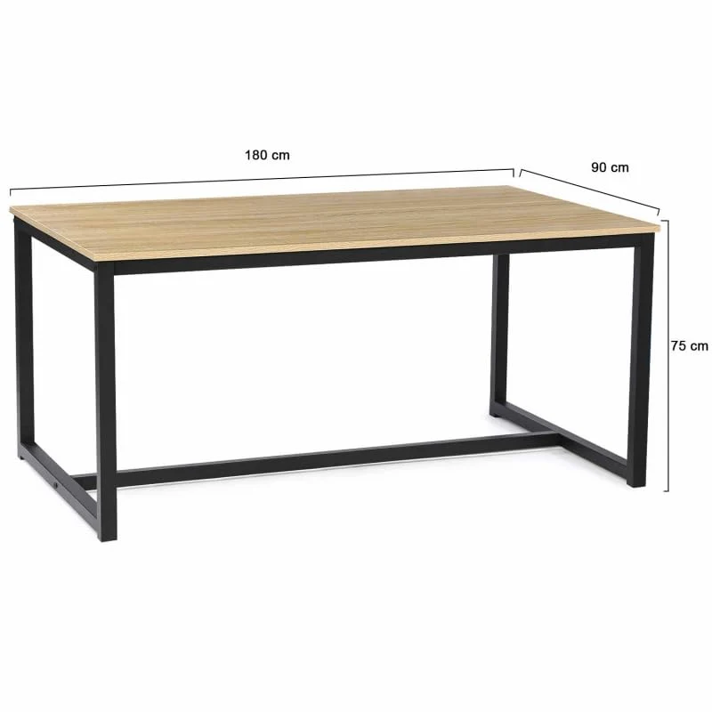 IDMarket - Table à Manger Rectangle Detroit 8 Personnes Design Industriel 180 cm