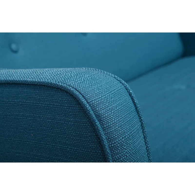Miliboo Canapé scandinave 2 Places en Tissu Bleu Canard et Bois Clair Ulla