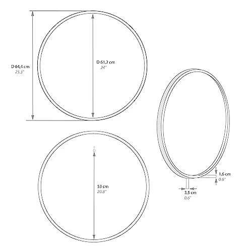MOBILI FIVER, Miroir Rond Olivia, diamètre 64, Bois Rustique, Made in Italy