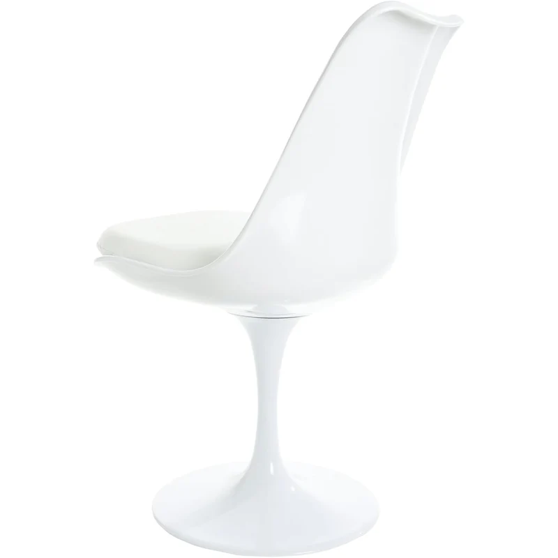 Fusion Living Chaise latérale pivotante Blanc Brillant et Blanc PU