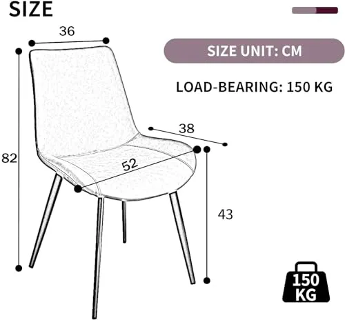 Ensemble de 2 chaises de Repas, Chaise rembourrée en Cuir PU Mat, Chaise latérale Moderne, Chaise en métal (Brunes) dans la Cuisine, la Salle à Manger, la Chambre et Le Salon