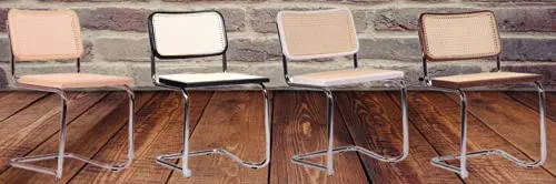 ElleDesign Chaise à traîneau en osier, paille de Vienne, bois massif hêtre naturel verni laqué noir blanc noix paille de Vienne