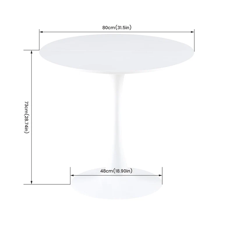 buybyroom Table de Salle à Manger Ronde Blanche bistrot Table de Cuisine Table Table Table de Salle à Manger Table