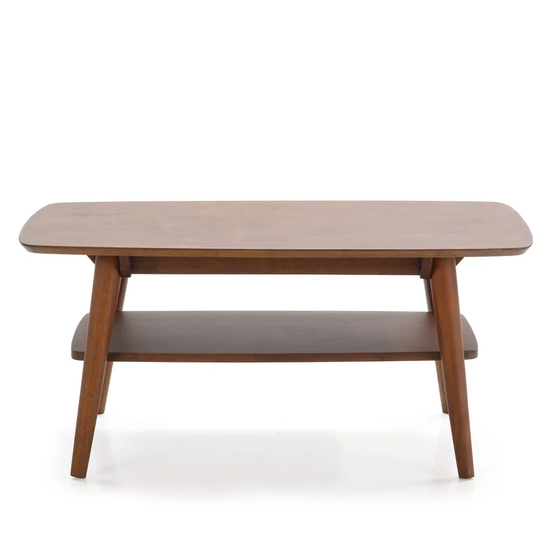 HOMN LIVING Table Basse Palma 1 Trou Couleur Noyer, Bois Massif, 100 cm (Largeur) 60 cm (Profondeur) 45 cm (Hauteur)