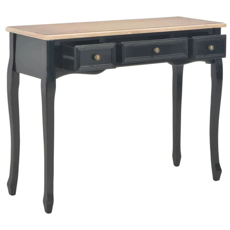 vidaXL Table de Console et Coiffeuse avec 3 Tiroirs Table de Maquillage Meuble de Chambre à Coucher Couloir Salon Entrée Salle à Manger Bureau Maison Noir