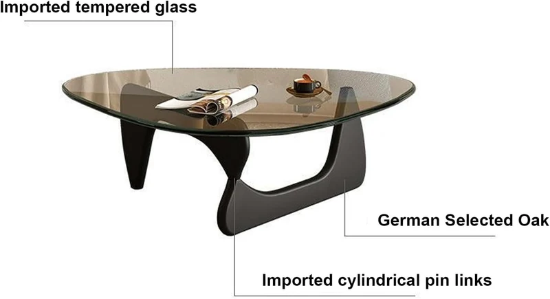 QWPDWA Table Basse Triangulaire en Verre, Table Basse Moderne, Base en Bois Massif et Plateau en Verre Transparent Triangle Table D'appoint Moderne pour Salon, Patio, Étude
