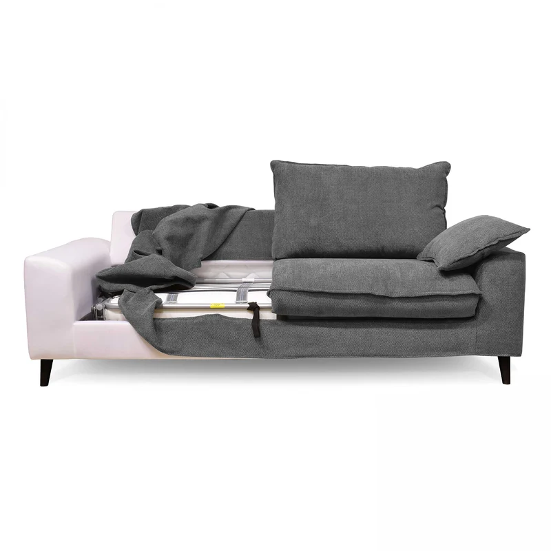 Oviala Canapé Convertible en Tissu chiné 3 Places Gris Clair