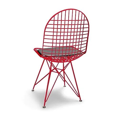 FRANKYSTAR COPENAGHEN Lot de 2 chaises en métal avec design industriel - Lot de 2 chaises de salle à manger, bureau, étude, couleur blanc, noir ou rouge (rouge)