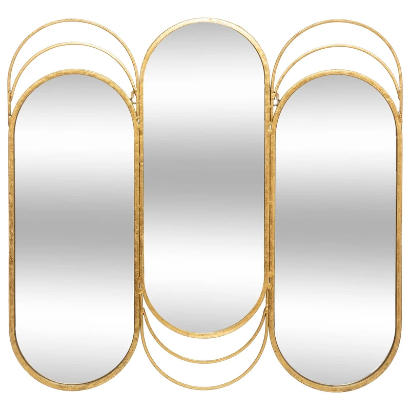 Atmosphera - Miroir triptyque EDI doré - métal 72x69 cm