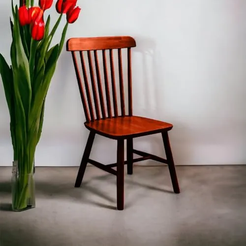 AWC Windsor Chaise de cuisine, de campagne, en bois, de salle à manger, de style scandinave, vintage, marron foncé