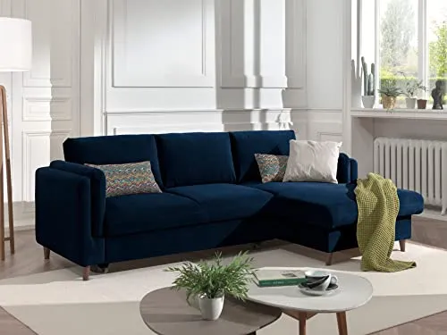 Lisa Design - Brooke - canapé d'angle Convertible - avec Coffre - 4 Places - Style Contemporain - Droit