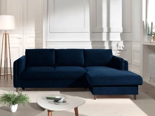 Lisa Design - Brooke - canapé d'angle Convertible - avec Coffre - 4 Places - Style Contemporain - Droit