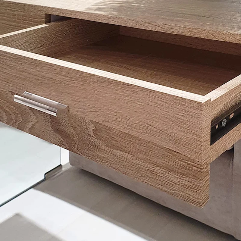 Meubletmoi Console en Verre trempé et Caisson avec tiroir en Bois MDF - Design Contemporain - Ice
