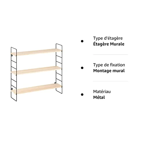 Navaris Étagère Murale – Compartiment de Rangement 50 x 50 x 12 cm en Bois de pin et métal – Étagère pour Chambre Salon Salle de Bain Cuisine