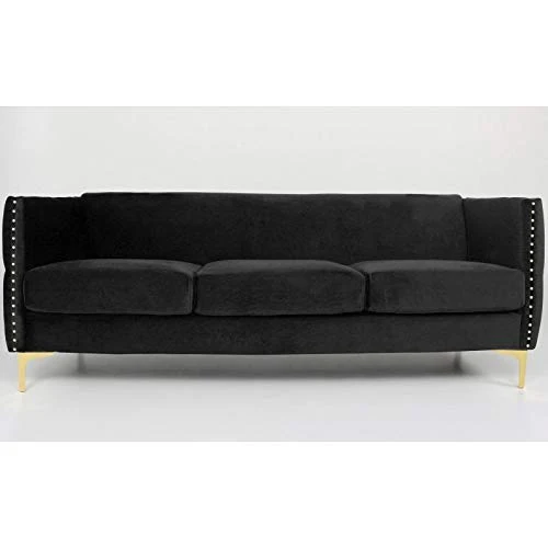 Paris Prix - Canapé 3 Places en Velours suez 204cm Noir