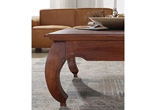 MASSIVMOEBEL24.DE Table Basse carrée 90x90cm - Bois Massif d'acacia laqué - Inspiration Ethnique-Coloniale - Opium #614