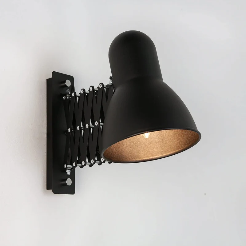 Licht-Erlebnisse Applique murale intérieure en métal noir bureau salon H:24 cm E27 réglable lampe murale rétro extensible chambre HARMONY