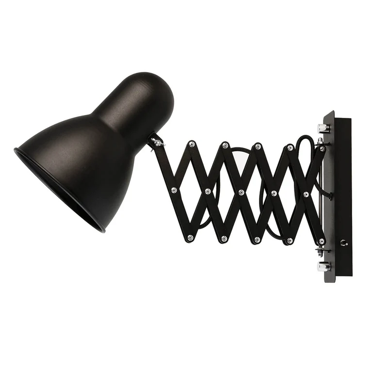 Licht-Erlebnisse Applique murale intérieure en métal noir bureau salon H:24 cm E27 réglable lampe murale rétro extensible chambre HARMONY