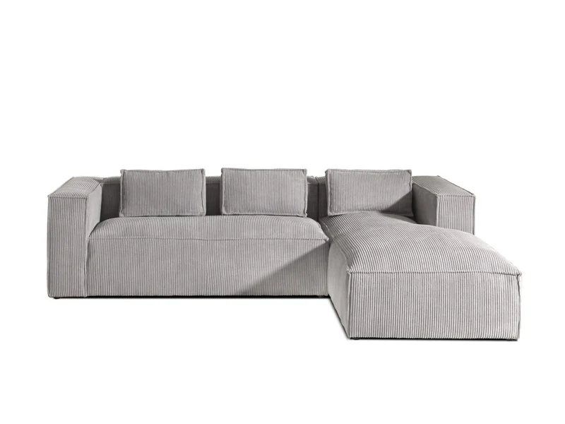 Lisa Design - Canapé d'angle Stella - Canapé 4 Places en Velours Côtelé - Style Contemporain - Fabriqué en Europe - Droit, Gris Clair
