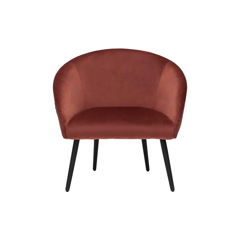 Miliboo Fauteuil Design en Tissu Velours Rouge tomette et métal Noir Olivia