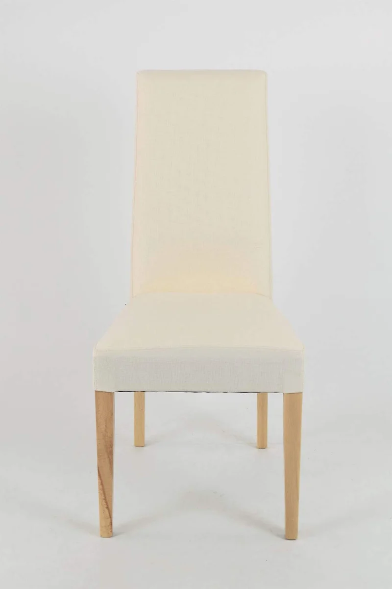 t m c s Tommychairs - Set 4 chaises Chiara Cuisine, Bar et Salle à Manger, Structure en Bois de hêtre peindré en Naturelle, Assise et Dossier rembourrés et revêtus en Tissue Ivoire