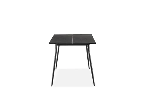 B&D Home Table de Salle à Manger LIOR | 140 cm x 80 cm Table de Cuisine Table en Bois pour Cuisine, Salle à Manger | Design Industriel Moderne | Aspect marbre, 11215-140-MASW