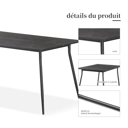 B&D Home Table de Salle à Manger LIOR | 140 cm x 80 cm Table de Cuisine Table en Bois pour Cuisine, Salle à Manger | Design Industriel Moderne | Aspect marbre, 11215-140-MASW