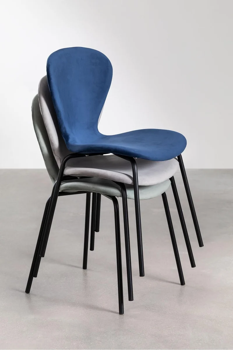 SKLUM Lot de 2 chaises de Salle à Manger empilables en Velours Uit Noir Moutarde