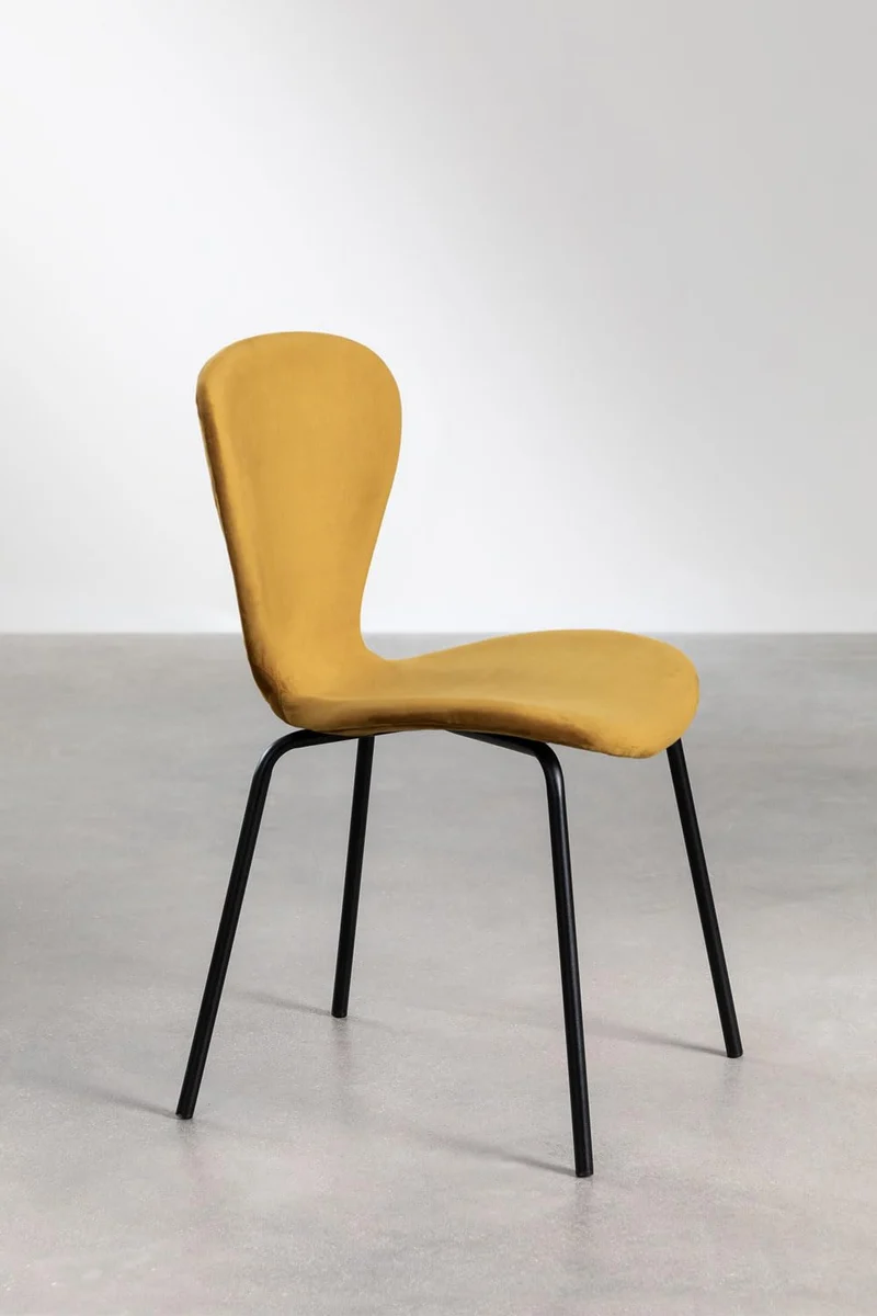 SKLUM Lot de 2 chaises de Salle à Manger empilables en Velours Uit Noir Moutarde