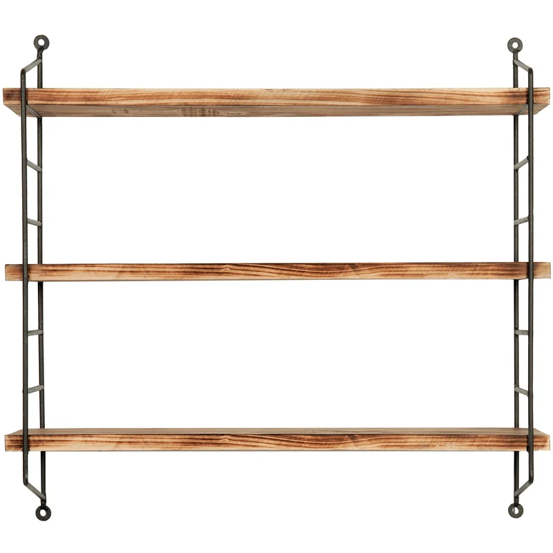MyGift Étagère Flottante réglable en métal et Bois torché 23 Pouces