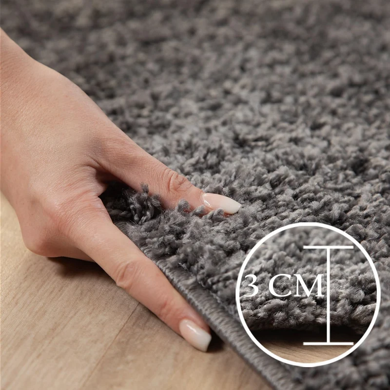 Tapis à Poils Longs, Unicolor - Monochrome, Tapis Gris, 300 x 400 cm, Tapis de Style Moderne, Tapis Salon