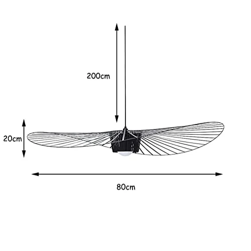 Suspension Vertigo noire - Moderne et créative - Pour salon, table à manger, chambre à coucher - Style vintage - Chapeau style vintage - Intensité variable - Hauteur réglable - E27 - Diamètre 80 cm