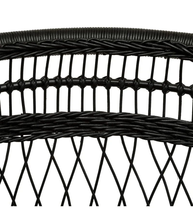 Fauteuil Malevio en Acajou & rotin H82cm Noir - Atmosphera créateur d'intérieur