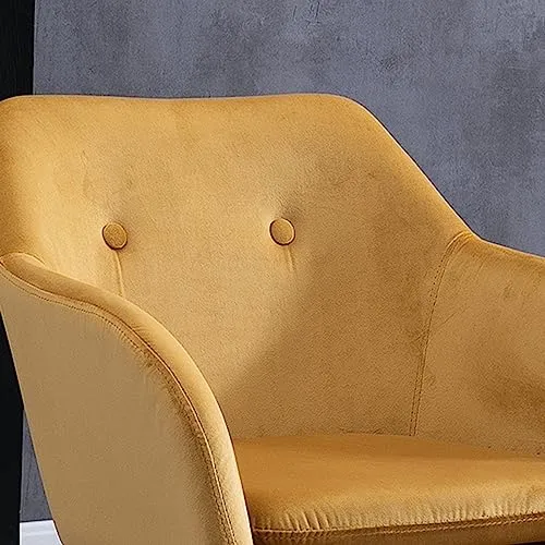 HOMCOM Chaises de Salle à Manger Chaises de Visiteur scandinave - Lot de 2 - Pieds effilés Bois Noir - Velours Jaune Moutarde