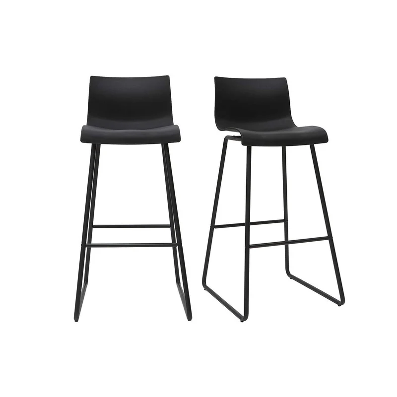 Miliboo Tabourets de Bar Design Noir 76 cm (Lot de 2) ONA