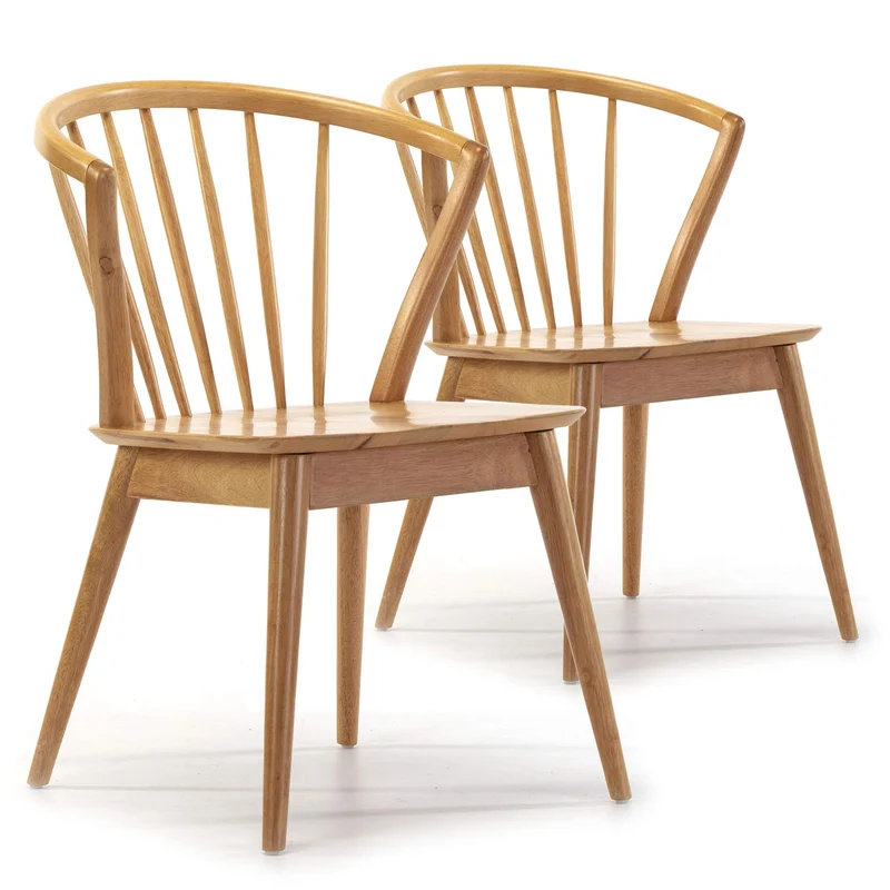 VS Venta-stock Pack 2 chaises Mura, Couleur Chêne, Bois Massif, 55 cm (Longueur) 58,5 cm (Profondeur) 84 cm (Hauteur)