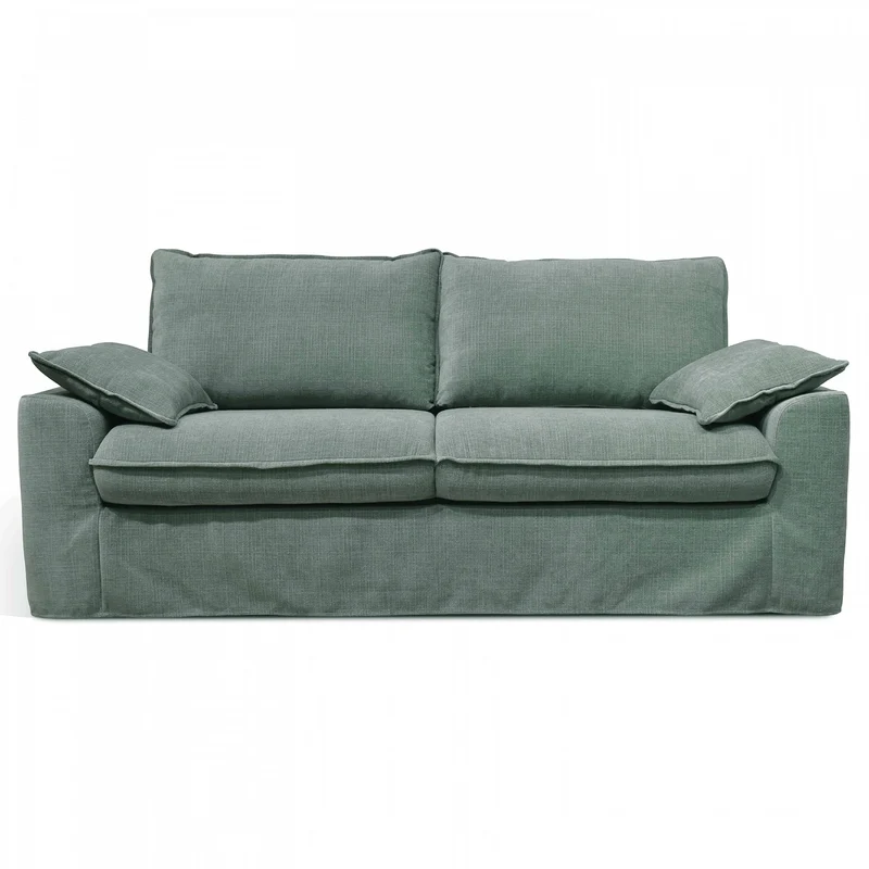 Oviala Canapé en Tissu texturé 3 Places Vert Gris