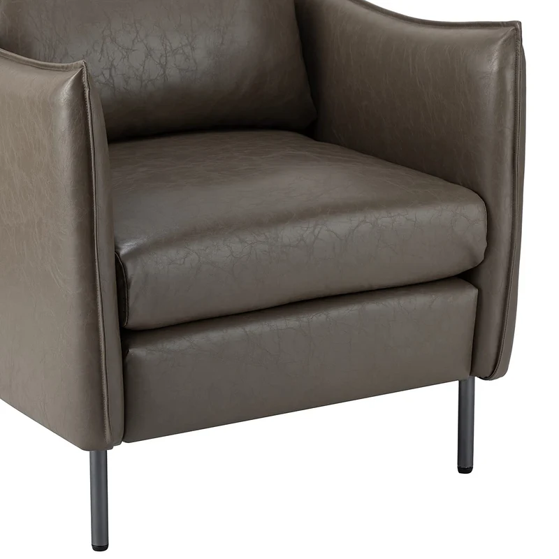 HULALA HOM Fauteuil en Cuir Fauteuil d'appoint Moderne en Similicuir Rembourré Chaises de Salon avec Coussin Mobile pour Salon Bureau Lecture Réception Client Brown
