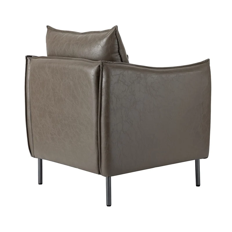 HULALA HOM Fauteuil en Cuir Fauteuil d'appoint Moderne en Similicuir Rembourré Chaises de Salon avec Coussin Mobile pour Salon Bureau Lecture Réception Client Brown