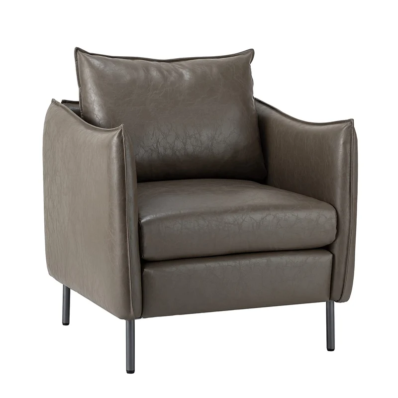 HULALA HOM Fauteuil en Cuir Fauteuil d'appoint Moderne en Similicuir Rembourré Chaises de Salon avec Coussin Mobile pour Salon Bureau Lecture Réception Client Brown