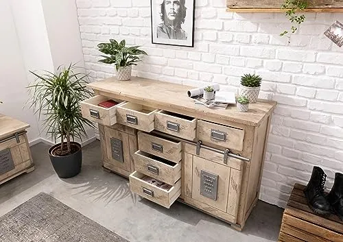 Massivmoebel24.de Buffet 150x45 Manguier laqué Blanchi Railway #319